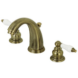 Victorian KB983PLAB Two-Handle 3-Hole Deck Mount Widespread Bathroom Faucet with Plastic Pop-Up, Antique Brass