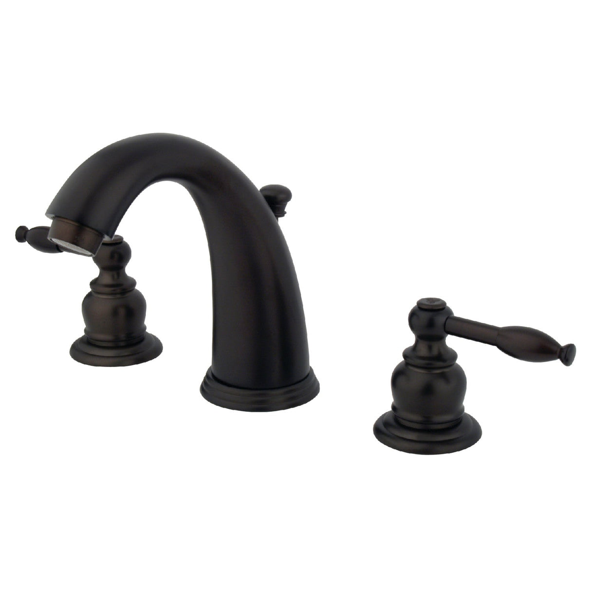 Knight KB985KL Two-Handle 3-Hole Deck Mount Widespread Bathroom Faucet with Plastic Pop-Up, Oil Rubbed Bronze