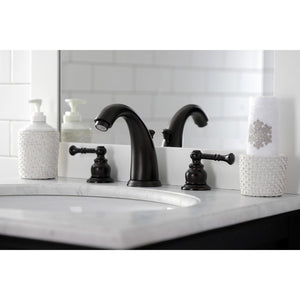 Naples KB985NL Two-Handle 3-Hole Deck Mount Widespread Bathroom Faucet with Plastic Pop-Up, Oil Rubbed Bronze