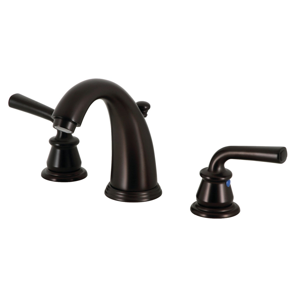 Restoration KB985RXL Two-Handle 3-Hole Deck Mount Widespread Bathroom Faucet with Plastic Pop-Up, Oil Rubbed Bronze