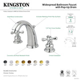 Victorian KB986AXPN Two-Handle 3-Hole Deck Mount Widespread Bathroom Faucet with Plastic Pop-Up, Polished Nickel