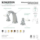 Victorian KB986PLPN Two-Handle 3-Hole Deck Mount Widespread Bathroom Faucet with Plastic Pop-Up, Polished Nickel