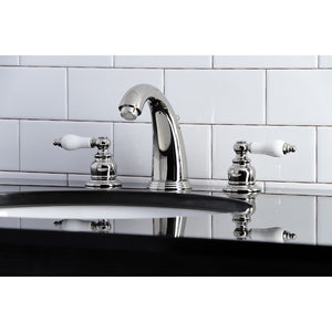 Victorian KB986PLPN Two-Handle 3-Hole Deck Mount Widespread Bathroom Faucet with Plastic Pop-Up, Polished Nickel