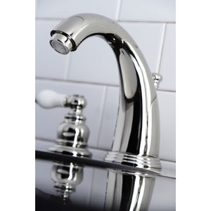 Victorian KB986PLPN Two-Handle 3-Hole Deck Mount Widespread Bathroom Faucet with Plastic Pop-Up, Polished Nickel