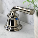 Restoration KB986RXLPN Two-Handle 3-Hole Deck Mount Widespread Bathroom Faucet with Plastic Pop-Up, Polished Nickel