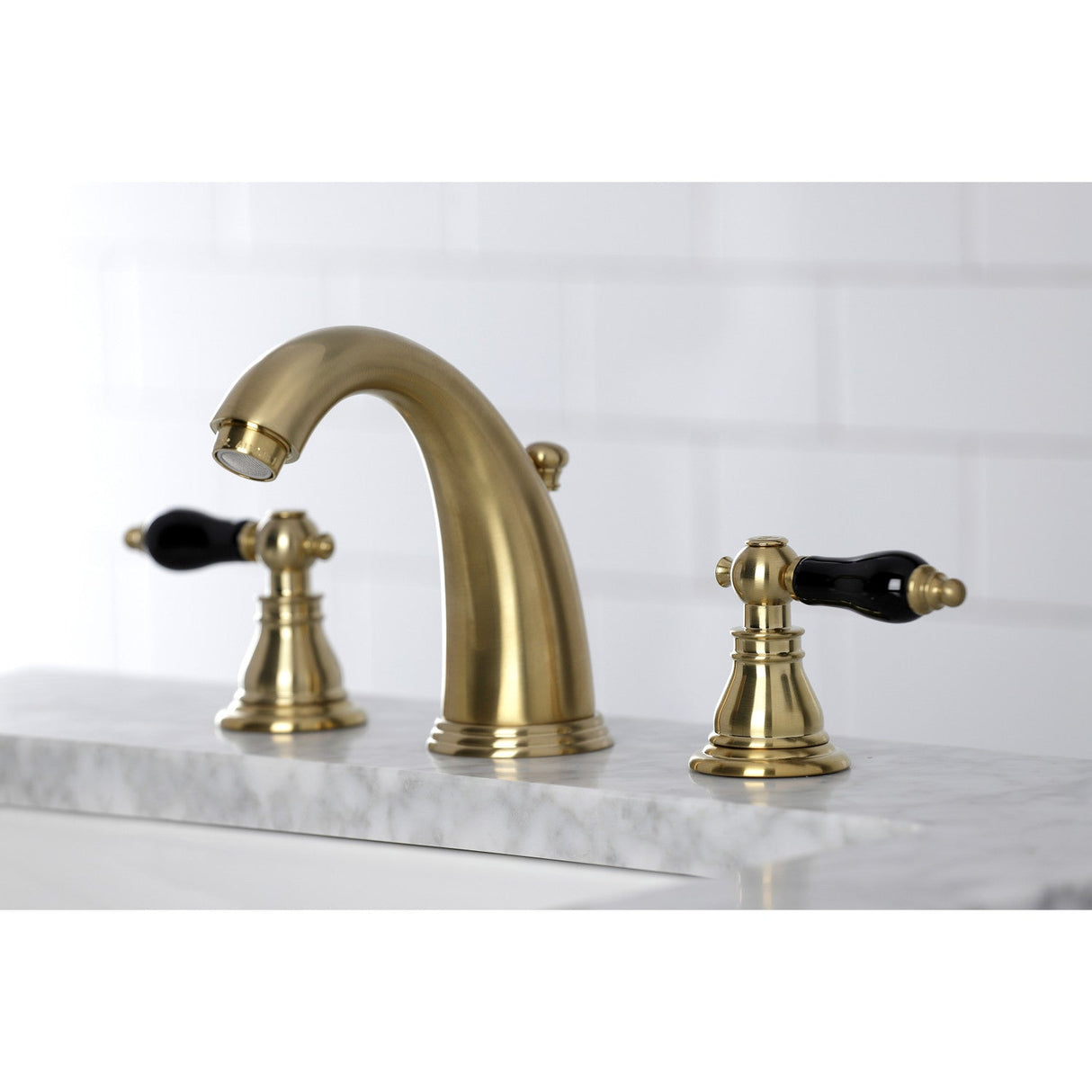 Duchess KB987AKLSB Two-Handle 3-Hole Deck Mount Widespread Bathroom Faucet with Plastic Pop-Up, Brushed Brass