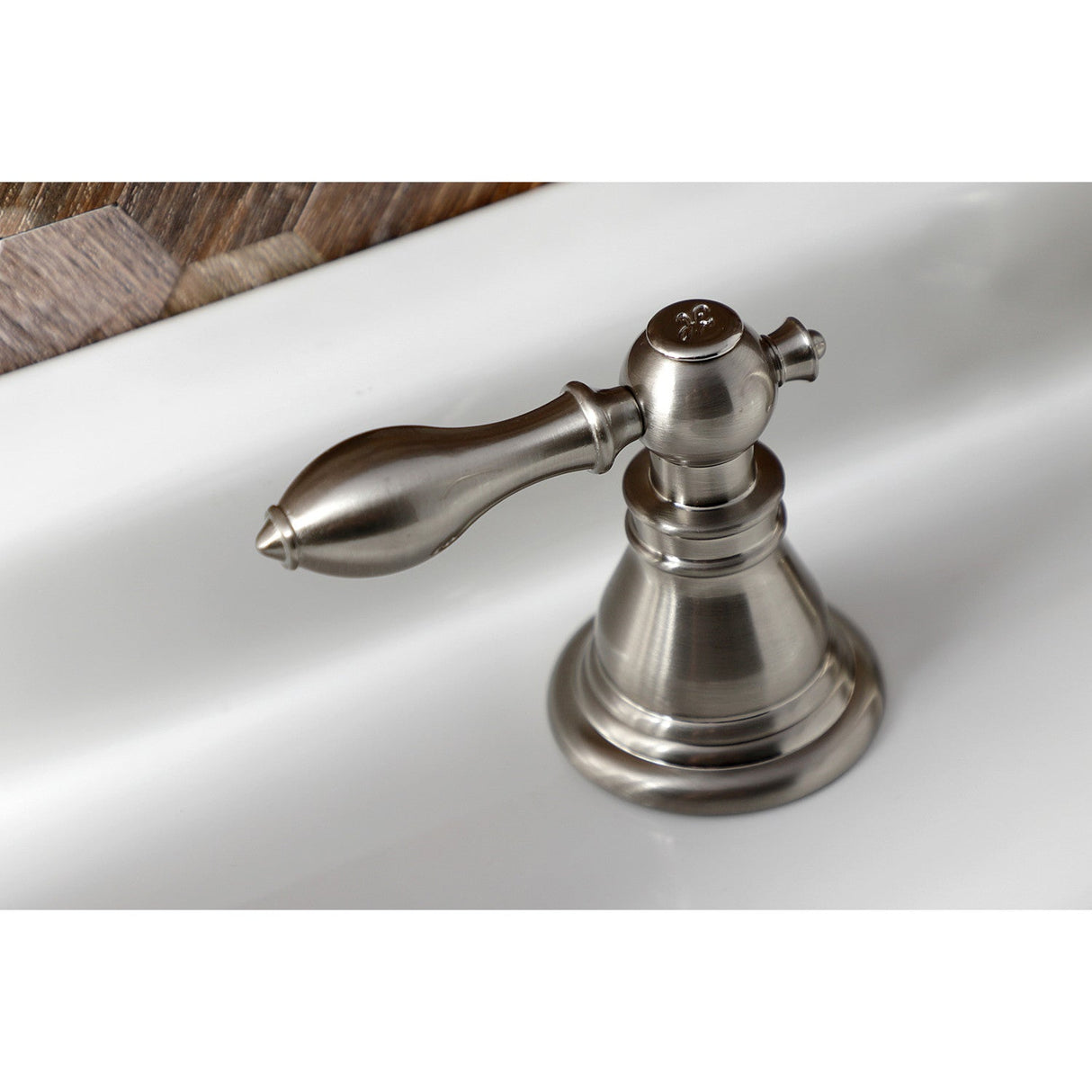 American Classic KB988ACL Two-Handle 3-Hole Deck Mount Widespread Bathroom Faucet with Plastic Pop-Up, Brushed Nickel