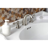American Classic KB988ACL Two-Handle 3-Hole Deck Mount Widespread Bathroom Faucet with Plastic Pop-Up, Brushed Nickel