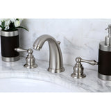 Victorian KB988ALB Two-Handle 3-Hole Deck Mount Widespread Bathroom Faucet with Brass Pop-Up, Brushed Nickel