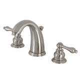 Victorian KB988ALB Two-Handle 3-Hole Deck Mount Widespread Bathroom Faucet with Brass Pop-Up, Brushed Nickel