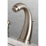 American Patriot KB988APL Two-Handle 3-Hole Deck Mount Widespread Bathroom Faucet with Plastic Pop-Up, Brushed Nickel