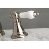 American Patriot KB988APL Two-Handle 3-Hole Deck Mount Widespread Bathroom Faucet with Plastic Pop-Up, Brushed Nickel