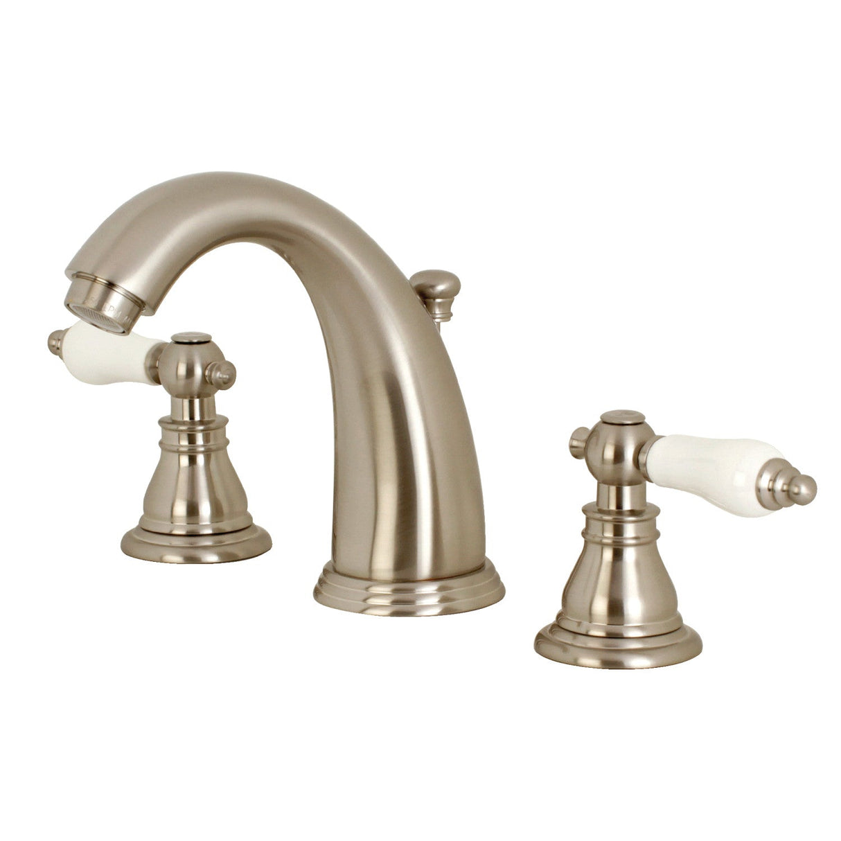 American Patriot KB988APL Two-Handle 3-Hole Deck Mount Widespread Bathroom Faucet with Plastic Pop-Up, Brushed Nickel