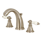 American Patriot KB988APL Two-Handle 3-Hole Deck Mount Widespread Bathroom Faucet with Plastic Pop-Up, Brushed Nickel