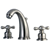 Victorian KB988AX Two-Handle 3-Hole Deck Mount Widespread Bathroom Faucet with Plastic Pop-Up, Brushed Nickel