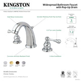 Victorian KB988BL Two-Handle 3-Hole Deck Mount Widespread Bathroom Faucet with Plastic Pop-Up, Brushed Nickel