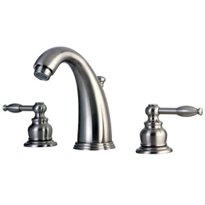 Knight KB988KL Two-Handle 3-Hole Deck Mount Widespread Bathroom Faucet with Plastic Pop-Up, Brushed Nickel