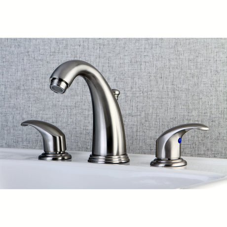 Magellan KB988LL Two-Handle 3-Hole Deck Mount Widespread Bathroom Faucet with Plastic Pop-Up, Brushed Nickel