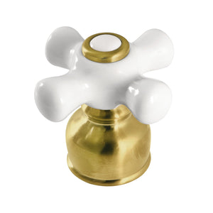 KBDH727PXSB Porcelain Cross Diverter Handle, Brushed Brass