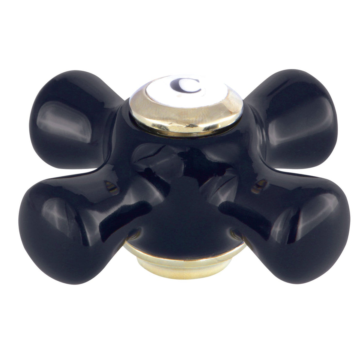 Duchess KBH1602PKXC Cold Porcelain Cross Handle, Polished Brass