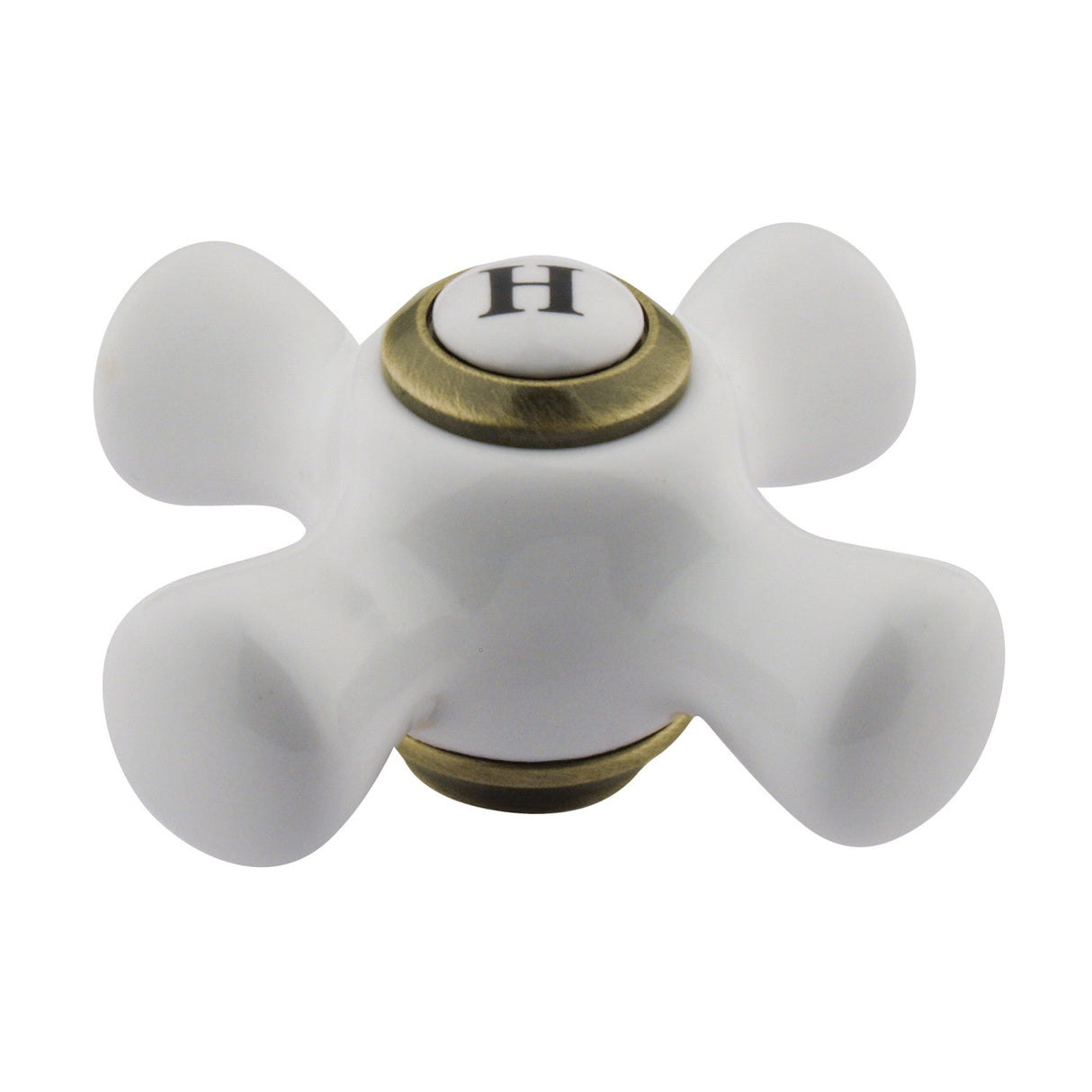 KBH1603PXH Hot Porcelain Cross Handle, Antique Brass