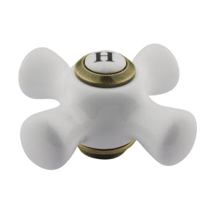 KBH1603PXH Hot Porcelain Cross Handle, Antique Brass