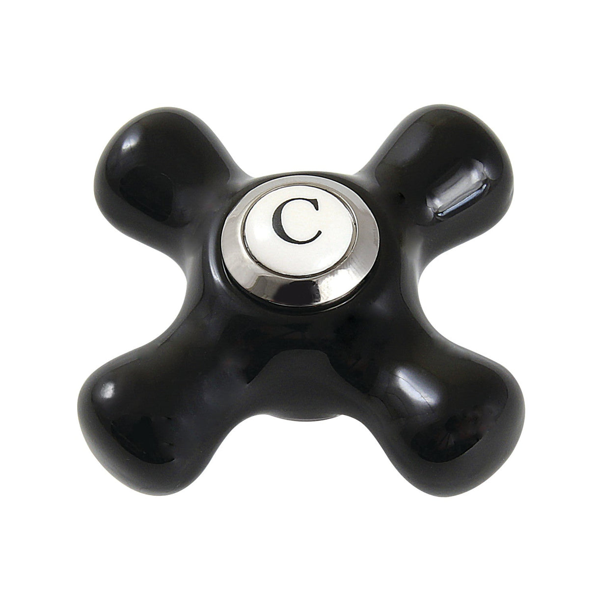 Duchess KBH1606PKXC Cold Porcelain Cross Handle, Polished Nickel