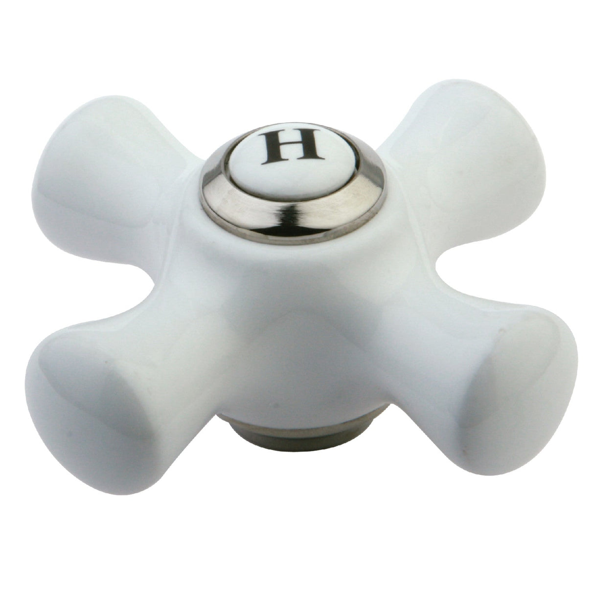 KBH1606PXH Hot Porcelain Cross Handle, Polished Nickel