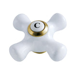 KBH1607PXC Cold Porcelain Cross Handle, Brushed Brass