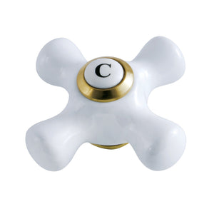 KBH1607PXC Cold Porcelain Cross Handle, Brushed Brass