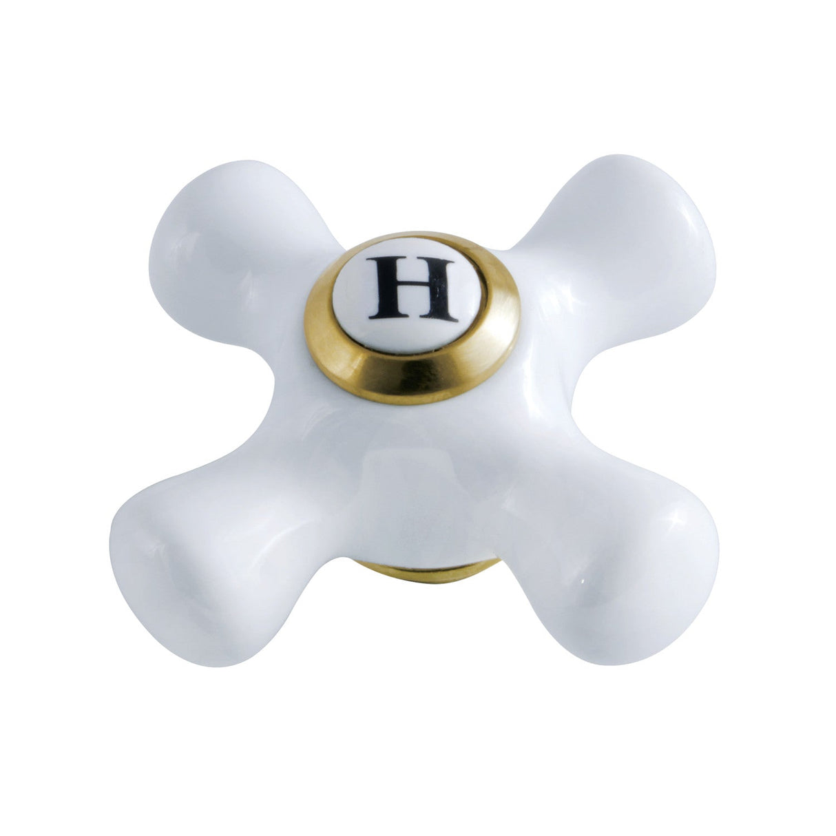 KBH1607PXH Hot Porcelain Cross Handle, Brushed Brass