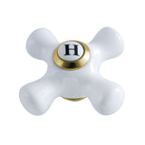 KBH1607PXH Hot Porcelain Cross Handle, Brushed Brass