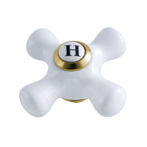 KBH1607PXH Hot Porcelain Cross Handle, Brushed Brass