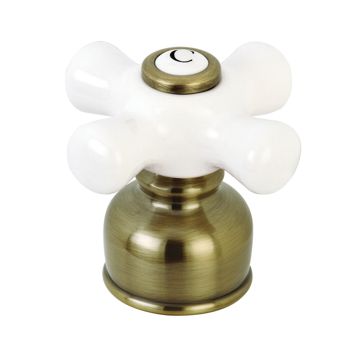 KBH723PXABC Cold Porcelain Cross Handle, Antique Brass