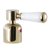 Paris KBH8962DPLH Hot Porcelain Lever Handle, Polished Brass