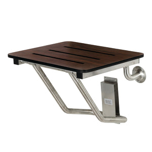 ADAscape Thrive In Place KBSS1816MW 18-Inch X 16-Inch Wall Mount Fold Down Shower Seat, Dark Mahogany Wood Grain/Stainless Steel
