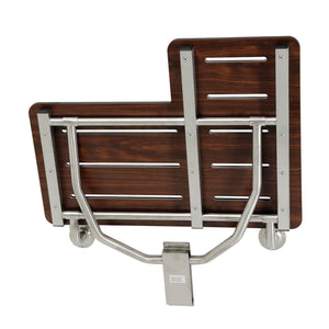 ADAscape Thrive In Place KBSS2821MW 28-Inch X 21-Inch Wall Mount Fold Down Shower Seat, Dark Mahogany Wood Grain/Stainless Steel