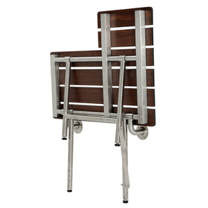 ADAscape Thrive In Place KBSS2821PMW 28-Inch X 21-Inch Wall Mount Fold Down Shower Seat with Leg Supports, Dark Mahogany Wood Grain/Stainless Steel