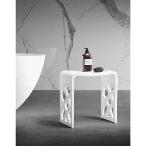 Descanso KBSSA17916 Solid Surface Bathroom Stool, Matte White