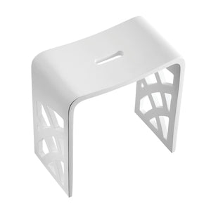 Descanso KBSSA17916 Solid Surface Bathroom Stool, Matte White