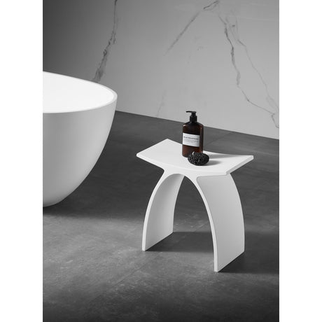 Descanso KBSSA17917 Solid Surface Arched Bathroom Stool, Matte White