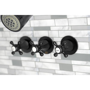 Metropolitan KBX8130BX Three-Handle 5-Hole Wall Mount Tub and Shower Faucet, Matte Black