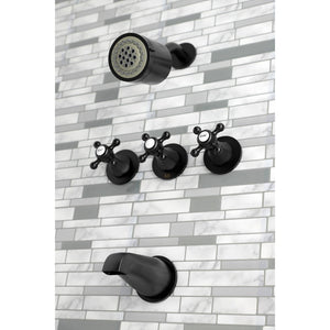 Metropolitan KBX8130BX Three-Handle 5-Hole Wall Mount Tub and Shower Faucet, Matte Black