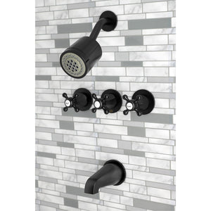 Metropolitan KBX8130BX Three-Handle 5-Hole Wall Mount Tub and Shower Faucet, Matte Black