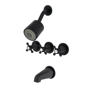 Metropolitan KBX8130BX Three-Handle 5-Hole Wall Mount Tub and Shower Faucet, Matte Black