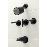 Manhattan KBX8130CML Three-Handle 5-Hole Wall Mount Tub and Shower Faucet, Matte Black