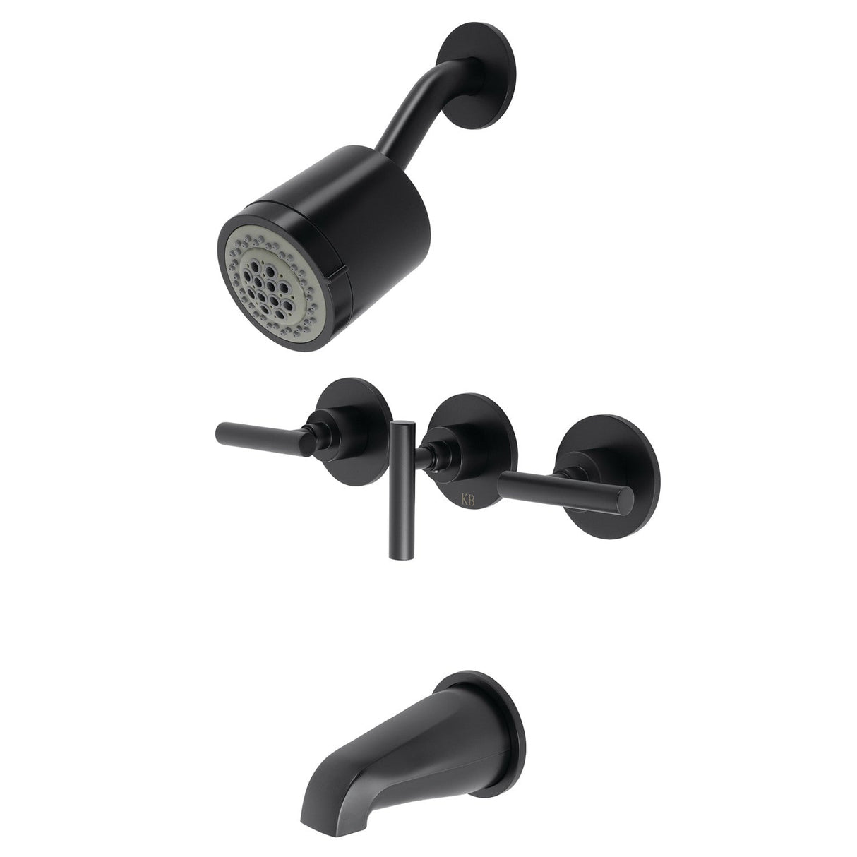 Manhattan KBX8130CML Three-Handle 5-Hole Wall Mount Tub and Shower Faucet, Matte Black