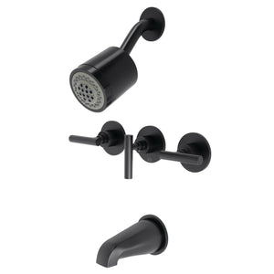 Manhattan KBX8130CML Three-Handle 5-Hole Wall Mount Tub and Shower Faucet, Matte Black