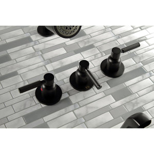 Kaiser KBX8130DKL Three-Handle 5-Hole Wall Mount Tub and Shower Faucet, Matte Black