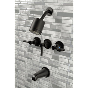 Kaiser KBX8130DKL Three-Handle 5-Hole Wall Mount Tub and Shower Faucet, Matte Black